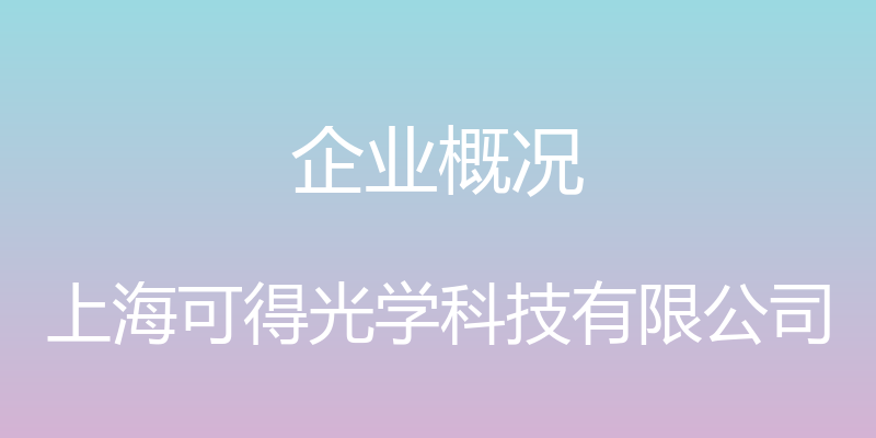 企业概况 - 上海可得光学科技有限公司